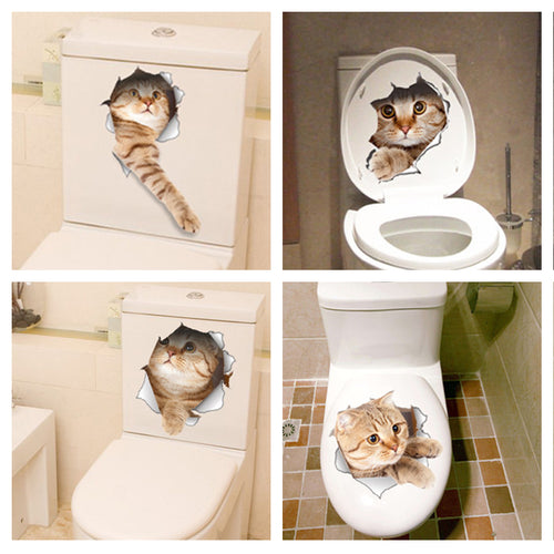 Cat Look Hole Toilet Decal