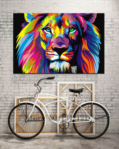 Pop Art Colorful Lion Animals Wall Canvas