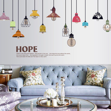 Colorful String Lamp Wall Decal with Hope Quote
