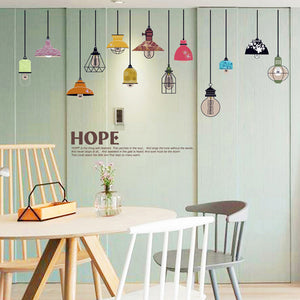 Colorful String Lamp Wall Decal with Hope Quote