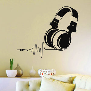 DJ Headphones With Chord Wall Decal