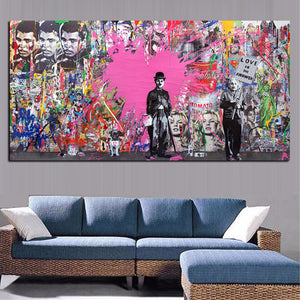 Charlie Chaplin Street Pop Art Canvas