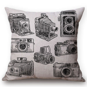 Multi Vintage Camera Cushion Cover