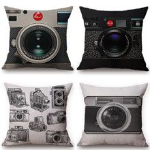 Black Vintage Camera Cushion Cover