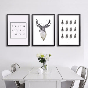 Geometric Nordic Deer Wall Art