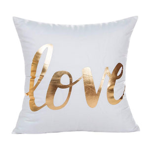 Golden Love Pillow Case Cushion Cover