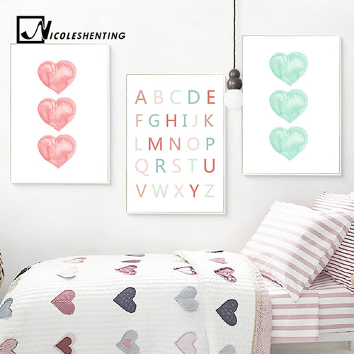 Watercolor Heart A to Z Wall Art