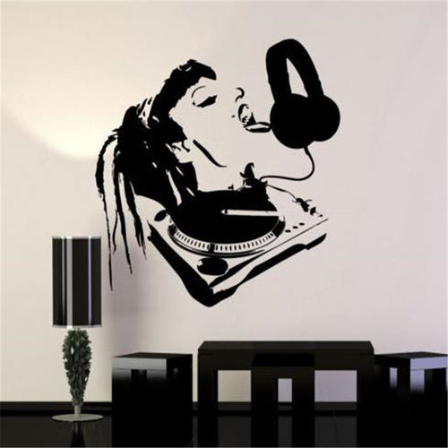 Sexy DJ Girl Licking Headphones Wall Decal