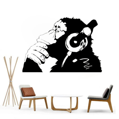 Banksy DJ Monkey Graffiti Wall Decal