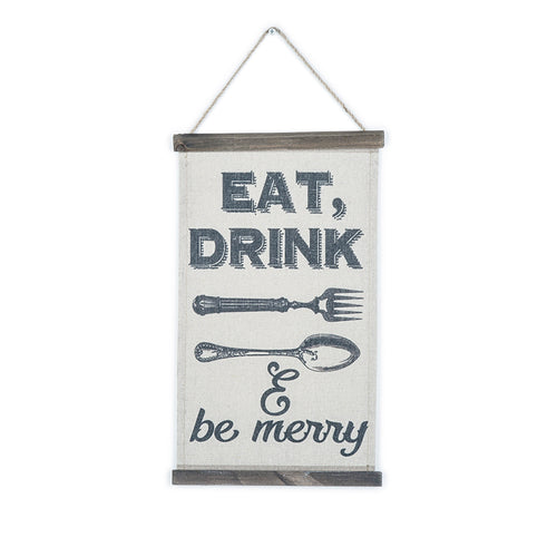 Eat, Drink & Be Merry Hanging Canvas