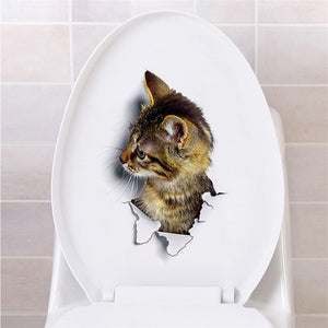 Cat Look Hole Toilet Decal